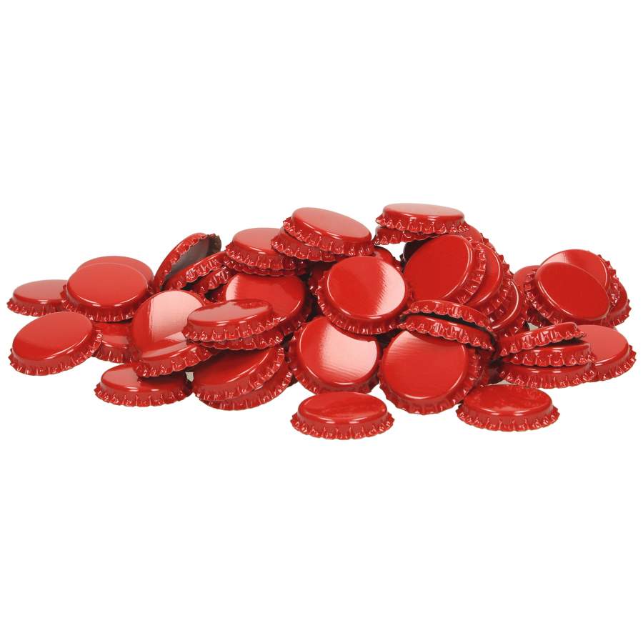 Bouchons couronne 29 mm rouge - encart mousse - 100 pcs